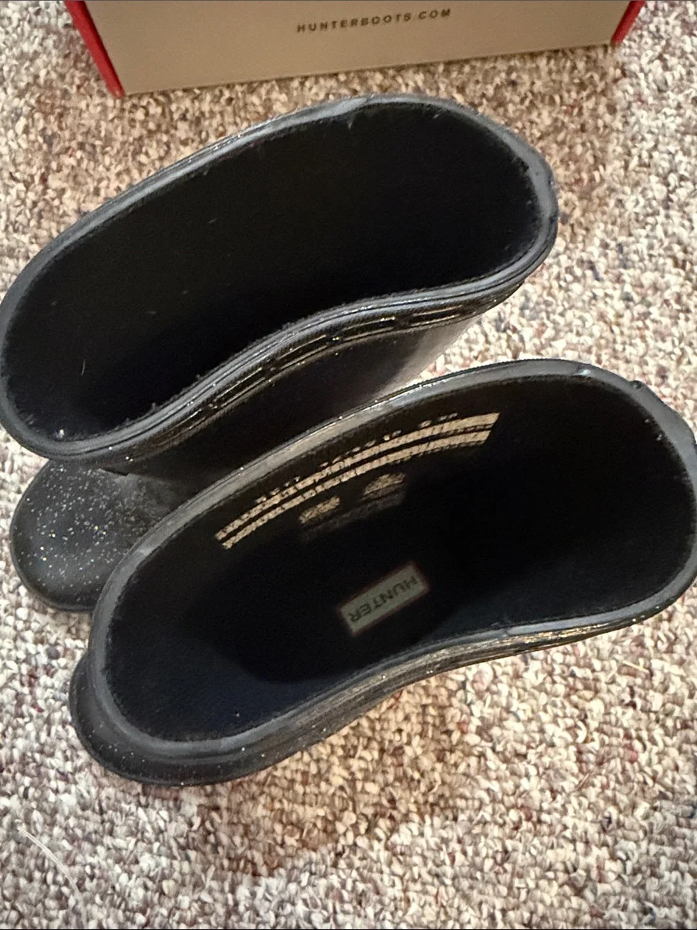 Hunter Kids Rubber Boots in Black Sparkles